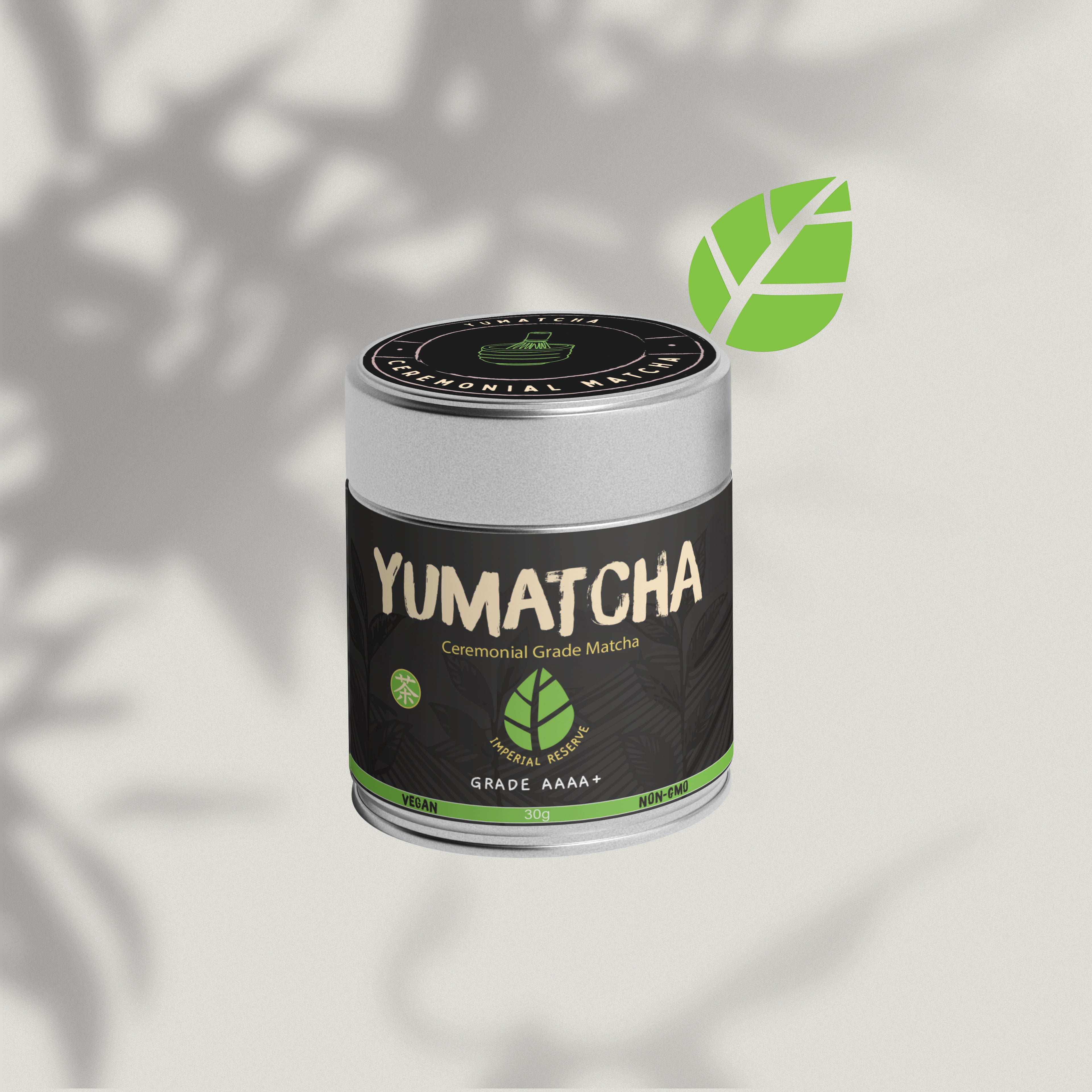 AAAA+ Yumatcha ceremonial matcha powder – highest grade vibrant green, perfect for tea ceremonies and matcha lattes. Front Side