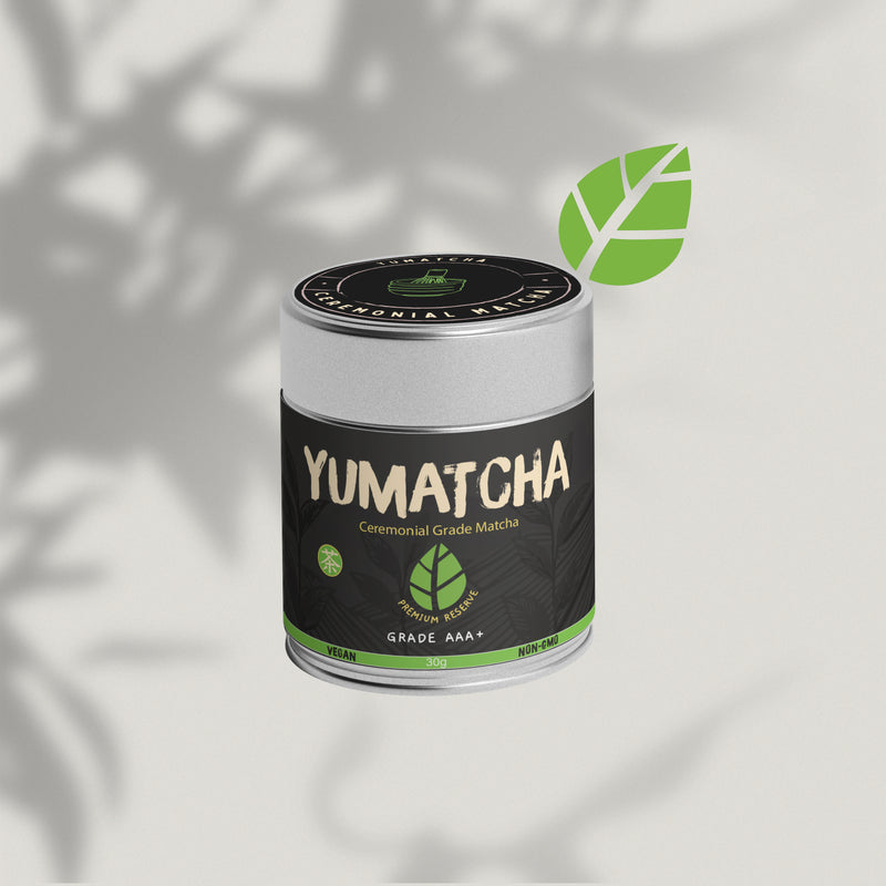 AAA Yumatcha ceremonial matcha powder – premium grade, bold green colour for matcha tea, lattes, and recipes. Front Side